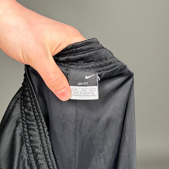 Vintage Nike Sweatpants Jet Black Polyester White Baggy Wide Leg Dri Fit Y2K - Picture 4 of 4